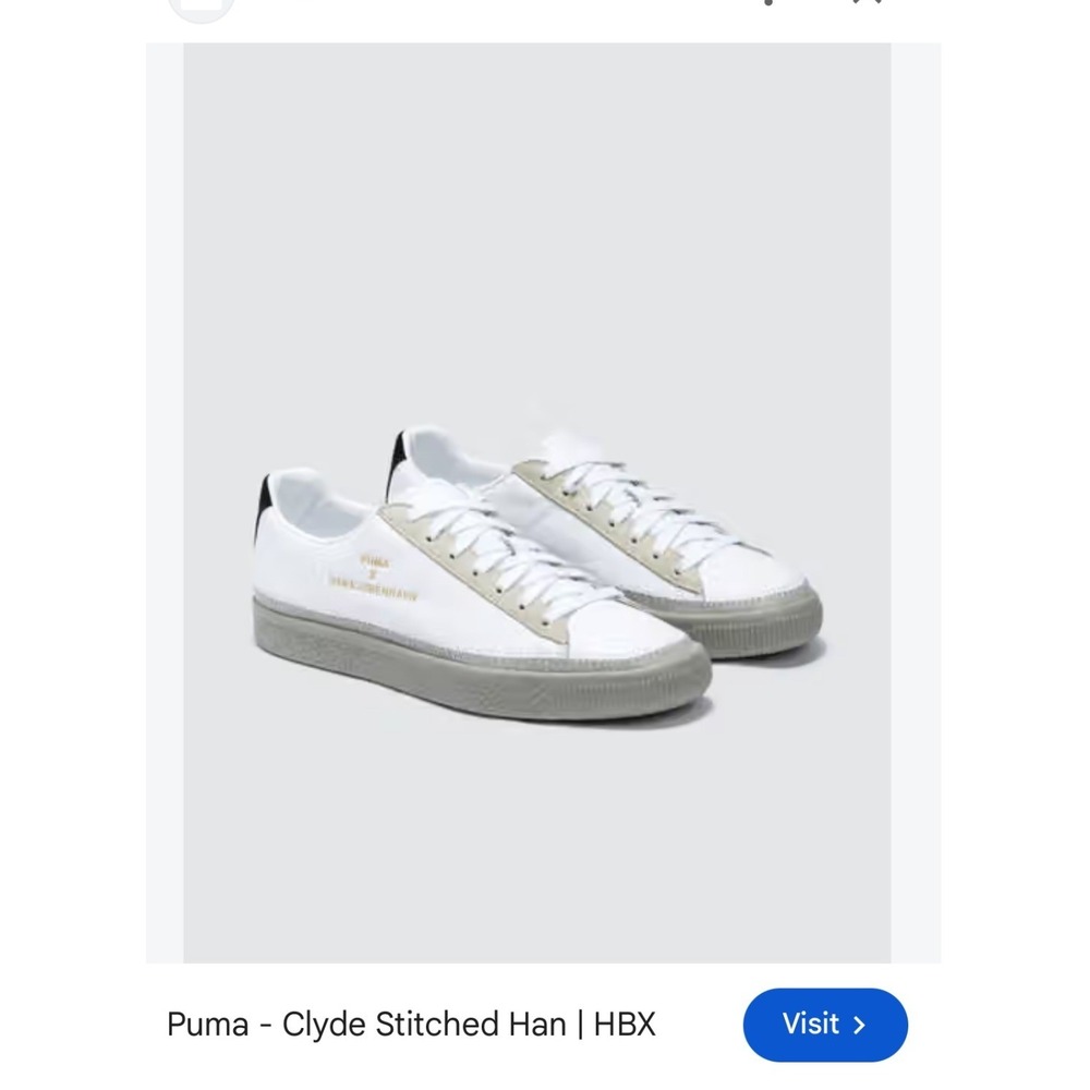 Puma x Han Kjobenhavn Clyde Stitched White Leather Sneakers Sz.12 Scandi-cool